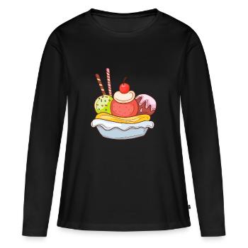 Crème glacée, crème glacée, crème glacée, crème glacée, boule, crème glacée, sundae - T-shirt manches longues Premium bio Femme - noir - Devant - Julia (174cm)