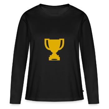 Trophée Gagnant - T-shirt manches longues Premium bio Femme - noir - Devant - Julia (174cm)