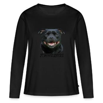 Staffordshire, Terrier, Stafford, tête de chien, Staffbull - T-shirt manches longues Premium bio Femme - noir - Devant - Julia (174cm)