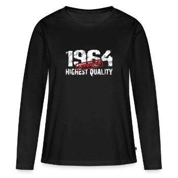 Né en 1964 né en 1964 en pleine forme et actif - T-shirt manches longues Premium bio Femme - noir - Devant - Julia (174cm)