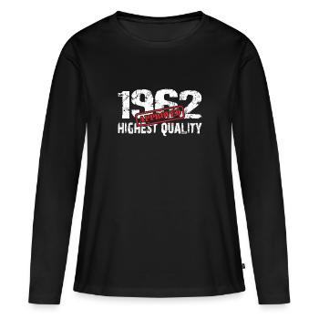 Né en 1962 Né en 1962 en pleine forme et actif - T-shirt manches longues Premium bio Femme - noir - Devant - Julia (174cm)