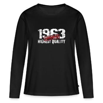Né en 1963, né en 1963, très en forme et actif - T-shirt manches longues Premium bio Femme - noir - Devant - Julia (174cm)