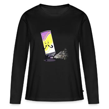 Spray peut PET PET embarrassant pulvérisateur cadeau - T-shirt manches longues Premium bio Femme - noir - Devant - Julia (174cm)