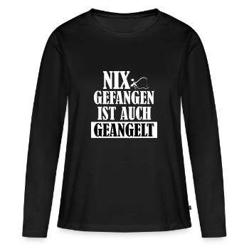 Angeln - Frauen Premium Bio Langarmshirt - Schwarz - Vorne - Julia (174cm)