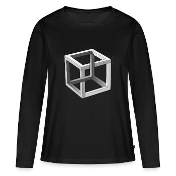 Illusion d'optique Cube - T-shirt manches longues Premium bio Femme - noir - Devant - Julia (174cm)