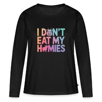 Végétarien Végétalien Végétarien Végétarien - T-shirt manches longues Premium bio Femme - noir - Devant - Julia (174cm)