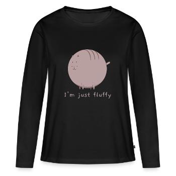 Je suis juste moelleux - T-shirt manches longues Premium bio Femme - noir - Devant - Julia (174cm)