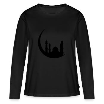 Islam Moschee Halbmond Orient - Frauen Premium Bio Langarmshirt - Schwarz - Vorne - Julia (174cm)