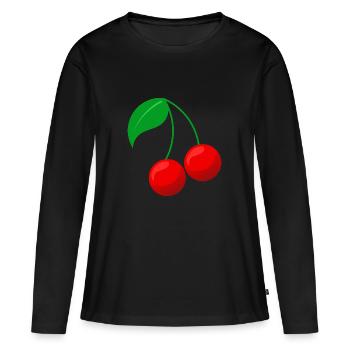 Cherry - Women's Premium Organic Long Sleeve Shirt - black - Front - Julia (174cm)
