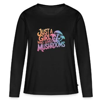 Champignons Champignons Champignon Champignon - T-shirt manches longues Premium bio Femme - noir - Devant - Julia (174cm)