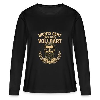 Nichts geht ueber einen Vollbart - Frauen Premium Bio Langarmshirt - Schwarz - Vorne - Julia (174cm)