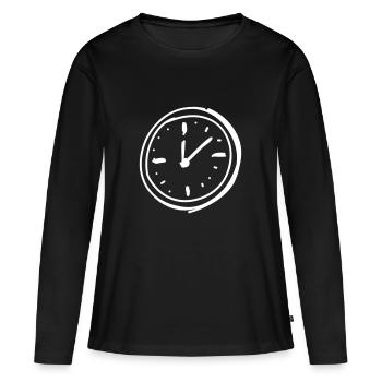 Zeiger Uhr - Frauen Premium Bio Langarmshirt - Schwarz - Vorne - Julia (174cm)