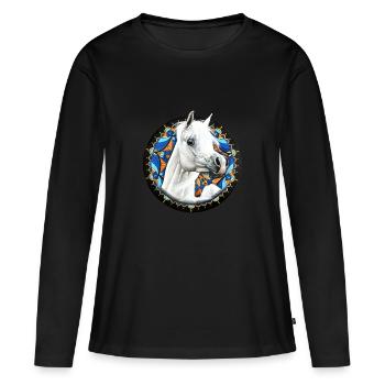 Valack - T-shirt manches longues Premium bio Femme - noir - Devant - Julia (174cm)