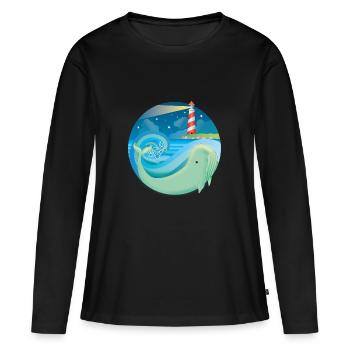 Wal - Frauen Premium Bio Langarmshirt - Schwarz - Vorne - Julia (174cm)