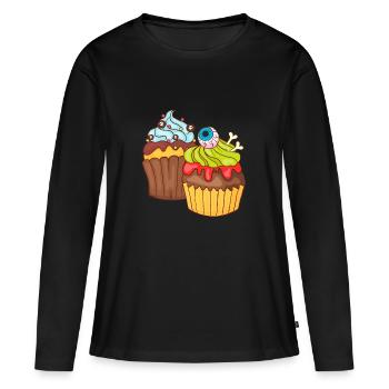 Halloween cupcake muffin cake baking sweets - Women's Premium Organic Long Sleeve Shirt - black - Front - Julia (174cm)