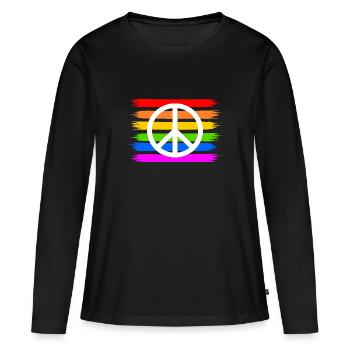 Signe de paix de paix sur le drapeau arc-en-ciel arc-en-ciel - T-shirt manches longues Premium bio Femme - noir - Devant - Julia (174cm)