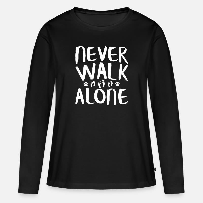 Never Walk Alone Hund - Frauen Premium Bio Langarmshirt - Schwarz