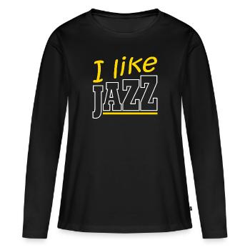 Ich mag Jazz - Frauen Premium Bio Langarmshirt - Schwarz - Vorne - Julia (174cm)