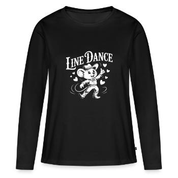 Line Dance Maus lustige Maus tanzt Linedance - Frauen Premium Bio Langarmshirt - Schwarz - Vorne - Julia (174cm)