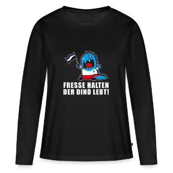 Dino - T-shirt manches longues Premium bio Femme - noir - Devant - Julia (174cm)