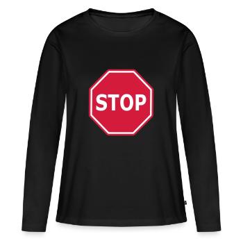STOP Stoppschild Stopp - T-shirt manches longues Premium bio Femme - noir - Devant - Julia (174cm)