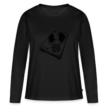 Retro turntable DJ - Women's Premium Organic Long Sleeve Shirt - black - Front - Julia (174cm)