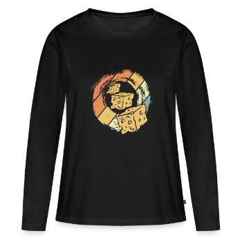 Fromage - T-shirt manches longues Premium bio Femme - noir - Devant - Julia (174cm)