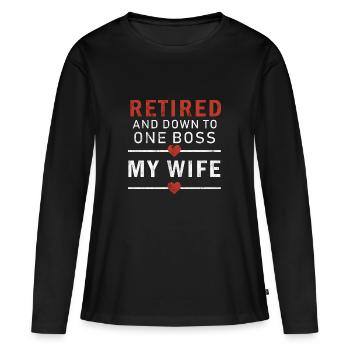pensioner - Frauen Premium Bio Langarmshirt - Schwarz - Vorne - Julia (174cm)