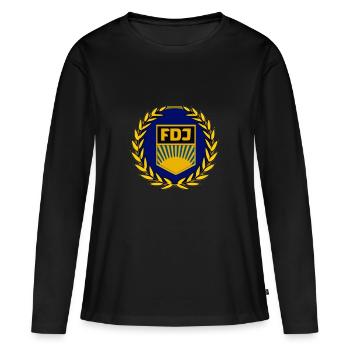 Emblème FDJ - T-shirt manches longues Premium bio Femme - noir - Devant - Julia (174cm)