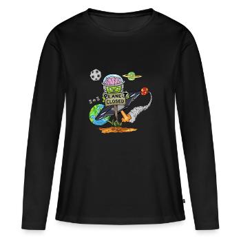 Planet Closed - Women's Premium Organic Long Sleeve Shirt - black - Front - Julia (174cm)