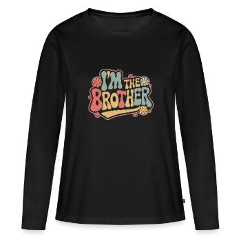 Frère Grand Frère Frère Famille - T-shirt manches longues Premium bio Femme - noir - Devant - Julia (174cm)