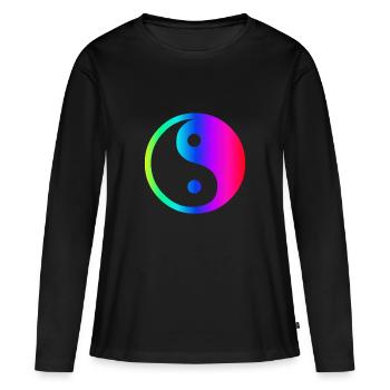 Arc-en-Ying Yang - T-shirt manches longues Premium bio Femme - noir - Devant - Julia (174cm)