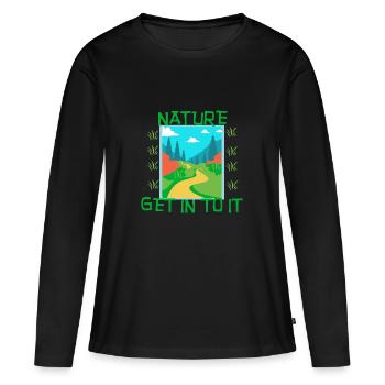 NATURE - Entrez dedans - T-shirt manches longues Premium bio Femme - noir - Devant - Julia (174cm)
