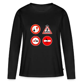 Panneaux Routiers - T-shirt manches longues Premium bio Femme - noir - Devant - Julia (174cm)