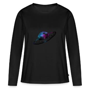 Espace OVNI - T-shirt manches longues Premium bio Femme - noir - Devant - Julia (174cm)