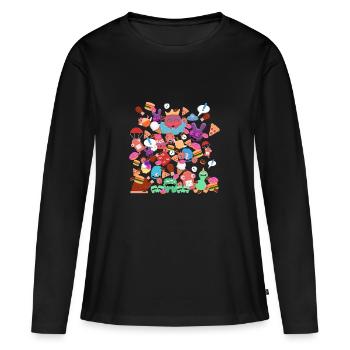 Petits monstres - T-shirt manches longues Premium bio Femme - noir - Devant - Julia (174cm)