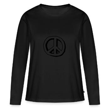 Peace Zeichen - Frauen Premium Bio Langarmshirt - Schwarz - Vorne - Julia (174cm)