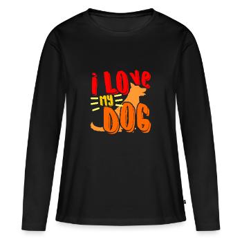 0030 lovemydog - T-shirt manches longues Premium bio Femme - noir - Devant - Julia (174cm)