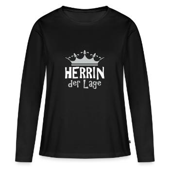 Herrin der Lage - Frauen Premium Bio Langarmshirt - Schwarz - Vorne - Julia (174cm)