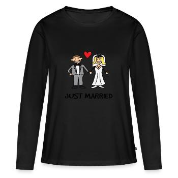 Frisch Verheiratet - Ehepaar, Hochzeitsgeschenk - Frauen Premium Bio Langarmshirt - Schwarz - Vorne - Julia (174cm)