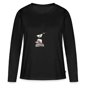 Cadeau pour les amateurs de livres Littérature Roman Livre - T-shirt manches longues Premium bio Femme - noir - Devant - Julia (174cm)