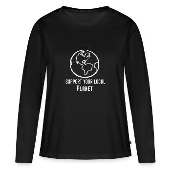 Soutenez votre planète locale - T-shirt manches longues Premium bio Femme - noir - Devant - Julia (174cm)