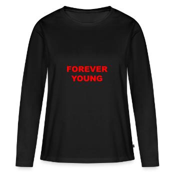FOREVER YOUNG Rouge - T-shirt manches longues Premium bio Femme - noir - Devant - Julia (174cm)