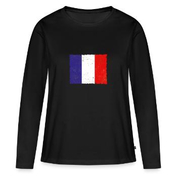 Frankreich - Frauen Premium Bio Langarmshirt - Schwarz - Vorne - Julia (174cm)