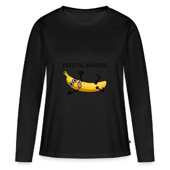 Festival banane - T-shirt manches longues Premium bio Femme - noir - Devant - Julia (174cm)