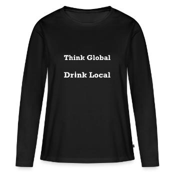 Think Global Drink Local - T-shirt manches longues Premium bio Femme - noir - Devant - Julia (174cm)