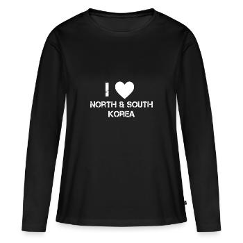 Corée du Nord Corée du Sud Corée - T-shirt manches longues Premium bio Femme - noir - Devant - Julia (174cm)