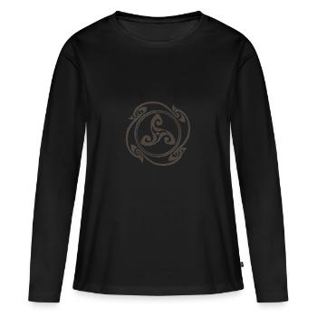 Latene keltisches Symbol grau meliert - Frauen Premium Bio Langarmshirt - Schwarz - Vorne - Julia (174cm)