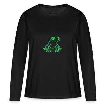 Grenouille grenouille vert bleu - T-shirt manches longues Premium bio Femme - noir - Devant - Julia (174cm)