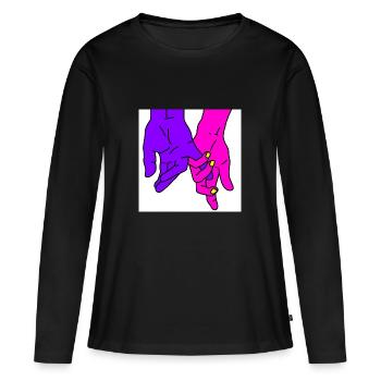 mains pourpres - T-shirt manches longues Premium bio Femme - noir - Devant - Julia (174cm)